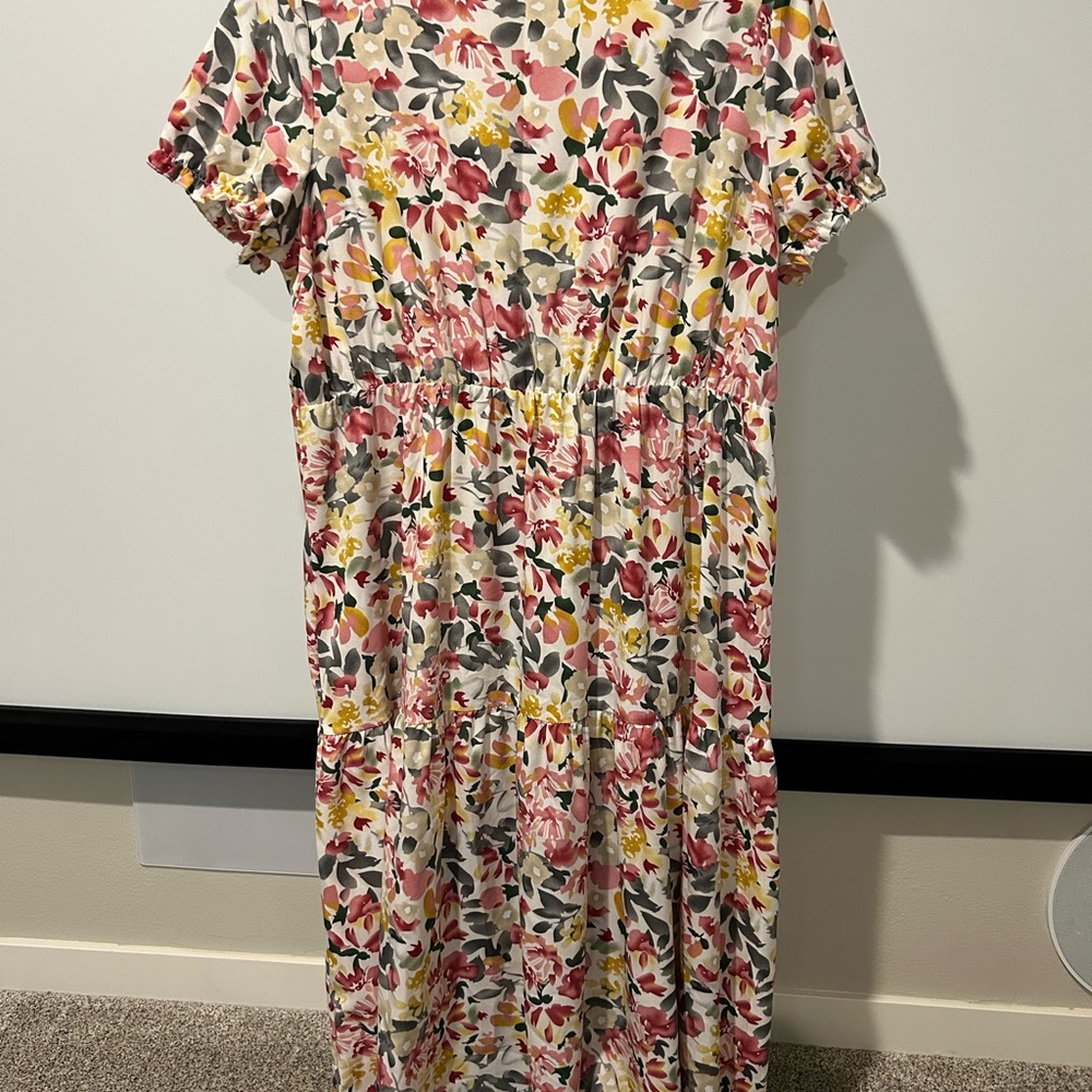 SHEIN Floral Midi Dress - Pink, Yellow, Black, White